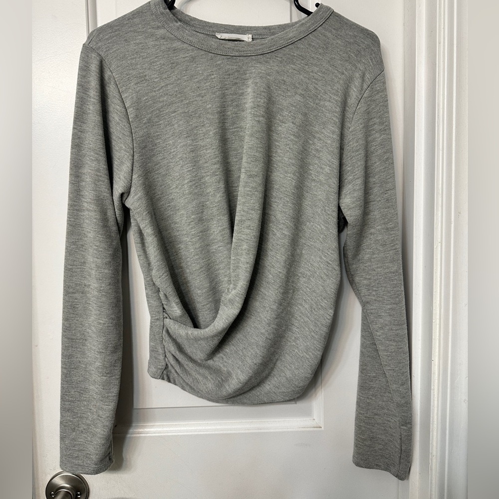 Lush Heather Gray Twist Front Sweater